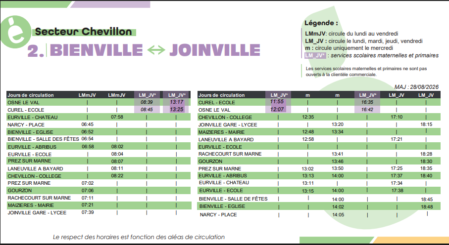 horaires bus enfants primaire 2026-2027
